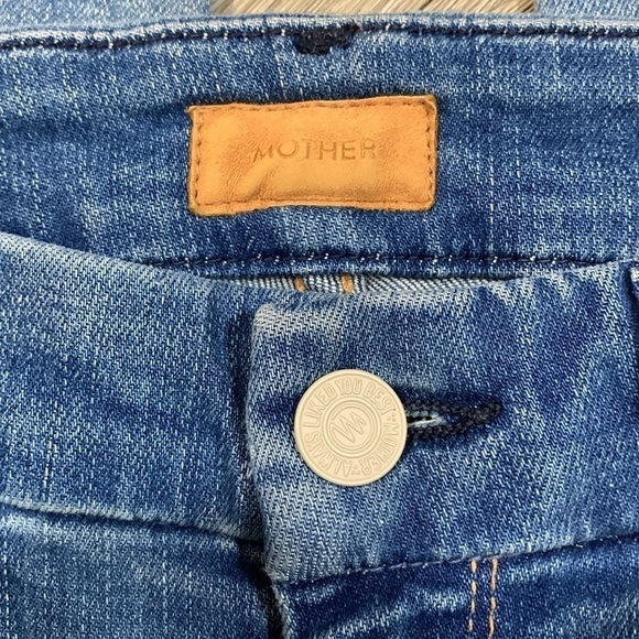 Mother Looker Ankle Fray Hem Birds of Paradise Blue Skinny Stretch Jeans size 25 - Picture 9 of 15